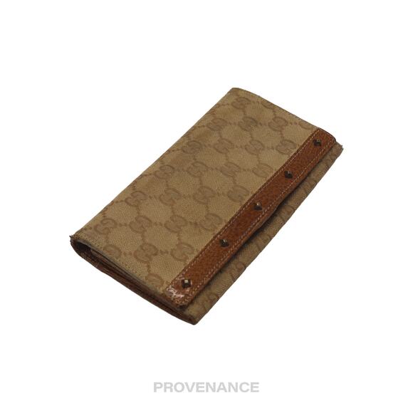 🔴 Gucci Long Wallet - GG Canvas Brown Studded - Picture 4 of 10